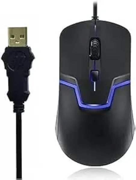 سعر ومواصفات ماوس العاب بسلك ومنفذ USB مع إضاءة LED ملونة وتحكم نقطة لكل بوصة - أسود - M100 (B0D8ZSY431) على Amazon EG
