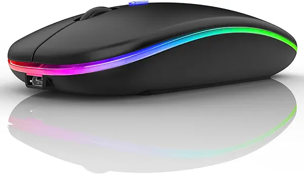 سعر ومواصفات ماوس بلوتوث باضاءة LED للاب توب وايباد وماك بوك برو لاسلكي اير وكروم (B08W3BML1V) على Amazon EG