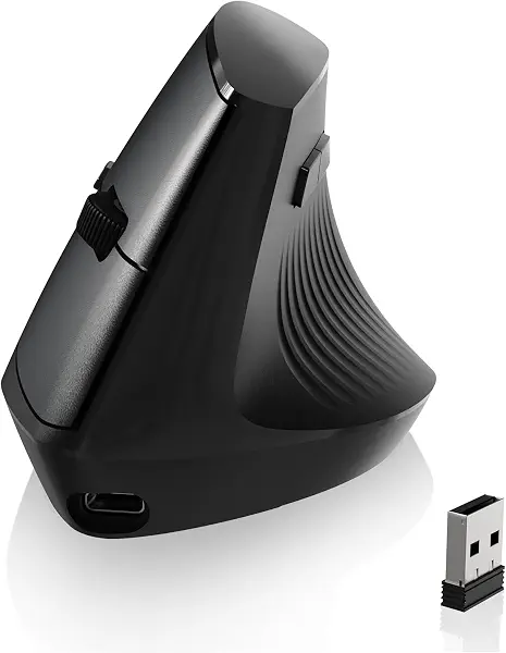 سعر ومواصفات ماوس ضوئي عمودي مريح I300، 2.4G وبلوتوث لاسلكي مزدوج، 800/1200/1600 نقطة لكل بوصة، ماوس كمبيوتر قابل لإعادة الشحن، 84G خفيف الوزن لويندوز وماك والكمبيوتر واللاب توب من ايه جاز، أسود (B0FDKNX1SM) على Amazon EG