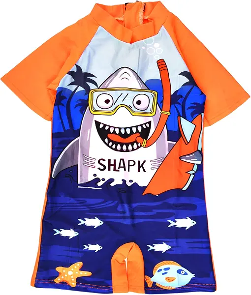 سعر ومواصفات مايوه سباحة من قطعة واحدة للأولاد بأكمام قصيرة مزين بعبارة «Shark» من ميكس اند ماكس، متعدد الألوان، 11-8 سنوات (B0D31V2KX4) على Amazon EG