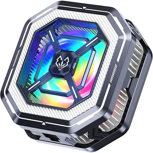 سعر ومواصفات مبرد موبايل HL01 RGB مع مروحة تبريد عالية الطاقة بقدرة 15 واط، رادياتير تبريد أشباه الموصلات للألعاب مع مروحة تيربو صامتة وضوء ليد 2 في 1 يعمل مع ماج سيف يتجمد في 5 دقائق (B0H2S4V6FH) على Amazon EG