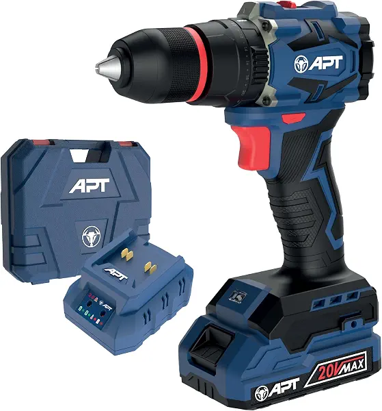 سعر ومواصفات مثقاب كهربائي لاسلكي APT 20V عديم المسفرات 13 مم عزم 50 نيوتن.متر صندوق عدة 1×2.0 أمبير (DW1614045-2.0x1BMC) (B0H7CC5Q7Q) على Amazon EG