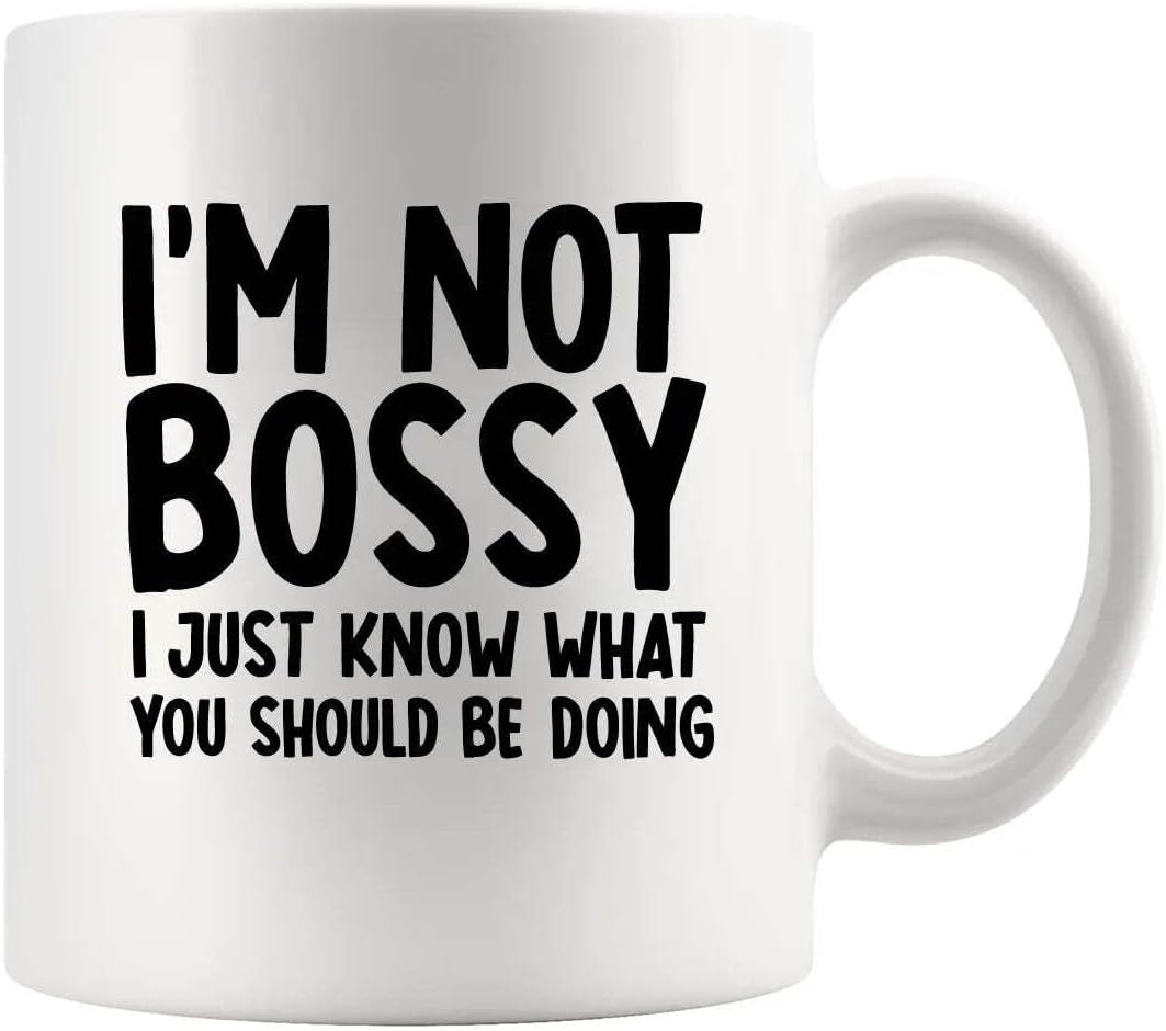 سعر ومواصفات مج سيراميك بتصميم عبارة (I'm Not Bossy Just Know What You Should Be Doing) من بانفولا، هدية أفضل رئيس في العالم، 325 مل، أبيض (B0CNXRZNBF) على Amazon EG