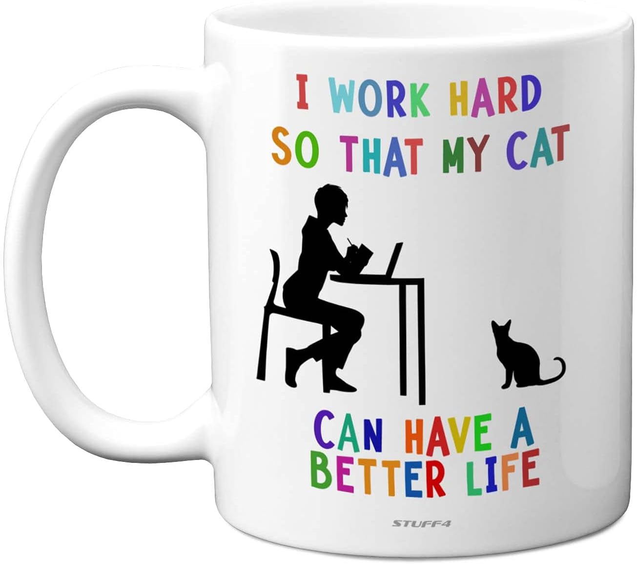 سعر ومواصفات مج سيراميك بطبعة عبارة «I Work Hard so That My Cat Can Have a Better Life» قهوة بتصميم قطة مضحكة آمن للاستخدام في غسالة الأطباق سعة 325 مل لزملاء العمل من ستاف 4 (B09BZSMQCR) على Amazon EG