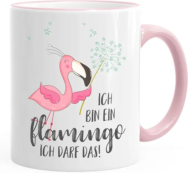 سعر ومواصفات مج سيراميك مطبوع عليه كتابة المانية "Flamingo Ich Bin ein Flamingo ich muss das Dandelion on"،بينك، مقاس واحد (B07FBG6MXJ) على Amazon EG