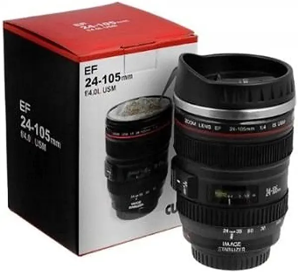 سعر ومواصفات مج على شكل عدسة كاميرا، ستانلس ستيل (B091J5HJYR) على Amazon EG