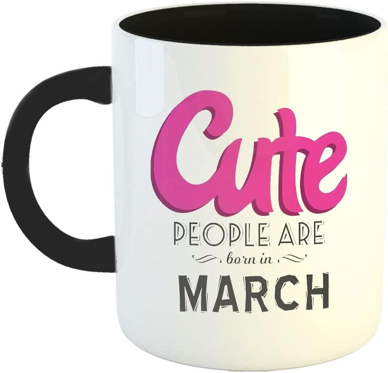 سعر ومواصفات مج قهوة سيراميك بتصميم مطبوع يحمل عبارة «Cute People are Born in March» لهدايا عيد ميلاد البنات والأخوات والابنة والزوجة والصديقة من هابو، سعة 325 مل، موديل 2927-BK (B09T8173TQ) على Amazon EG