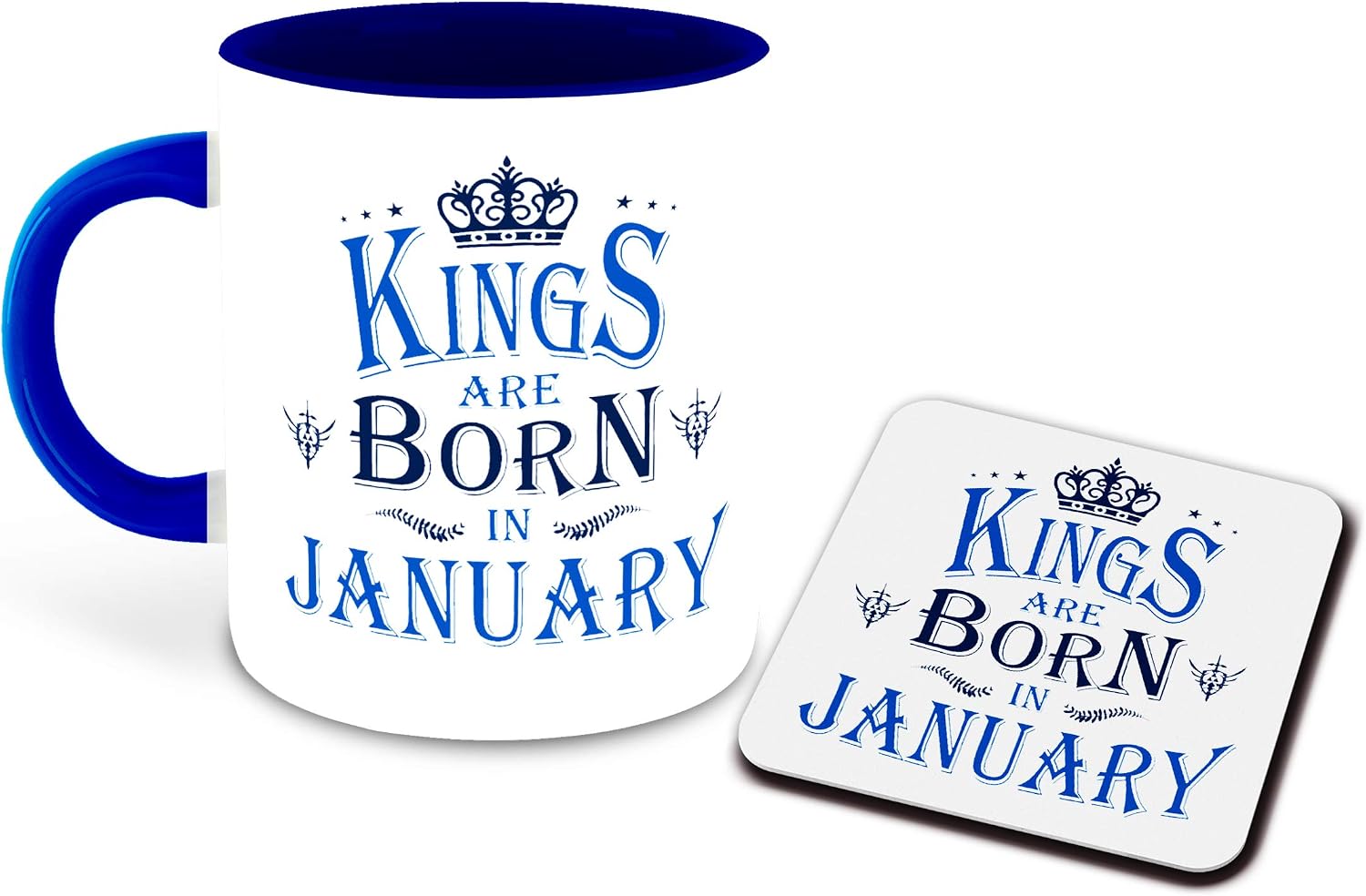 سعر ومواصفات مج قهوة سيراميك بلون أزرق داكن من الداخل مزين بطباعة عبارة "Kings are Born in June" مع قاعدة أكواب من واتس يور كيك، مج للمشروبات، هدية تمني لعيد ميلاد سعيد (متعدد 1) (B09ZRML3YL) على Amazon EG