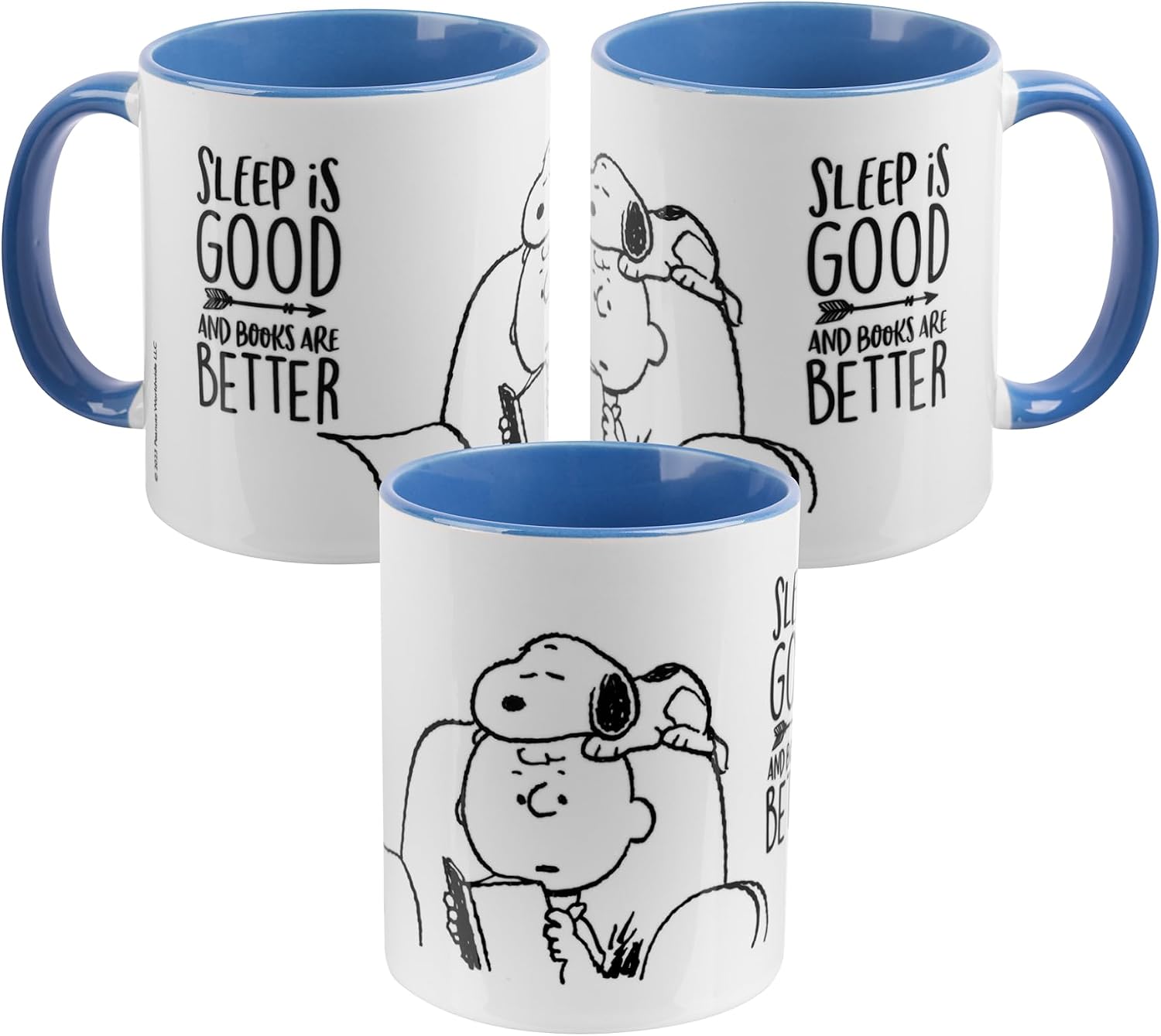 سعر ومواصفات مج قهوة سيراميك مطبوع عليه عبارة The Peanuts Snoopy - Sleep is good and books are better من يونايتد ليبلز - أزرق وأبيض - 320 مل (B0CHW2WZSX) على Amazon EG