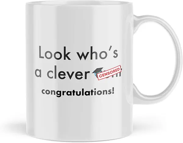 سعر ومواصفات مج للقهوة بتصميم مبتكر مضحك مطبوع عليه عبارة «Look Who's Clever Congratulations» هدية تخرج مضحكة ليوم التخرج من الكلية والمدرسة MGR5 سيراميك أبيض (B08D7X49B8) على Amazon EG