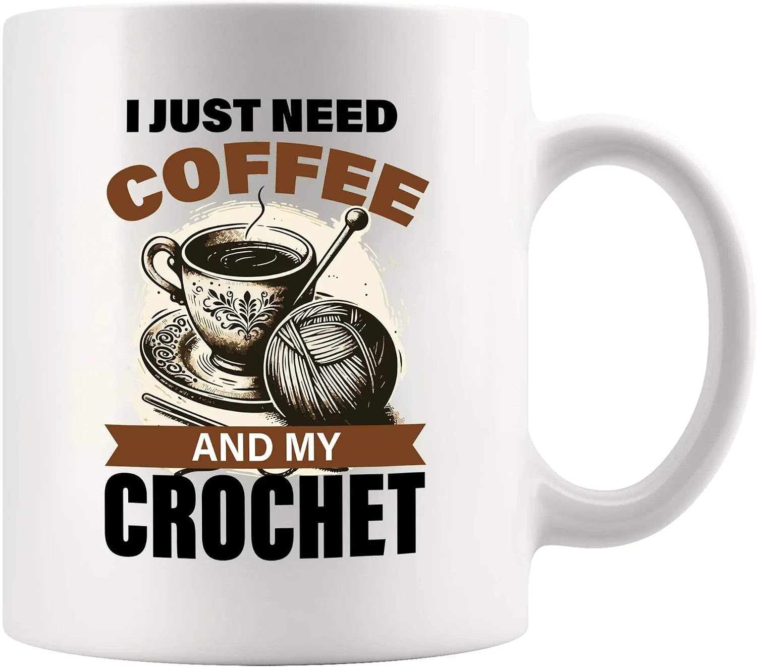 سعر ومواصفات مج للقهوة من السيراميك بتصميم مضحك بطبعة عبارة « I Just Need Coffee And My Crochet» للجدة والأم الابنة والحفيدة والابن والحفيد ومحبي القهوة والحياكة والكروشيه 313 مل أبيض (B0CRPDG67N) على Amazon EG