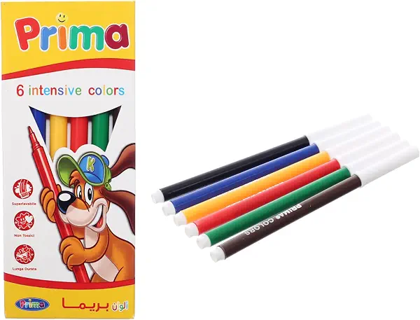 سعر ومواصفات مجموعة أقلام تخطيط للتلوين والرسم الإبداعي في علبة صفراء من بريما، 6 ألوان (B0FKM3HS96) على Amazon EG