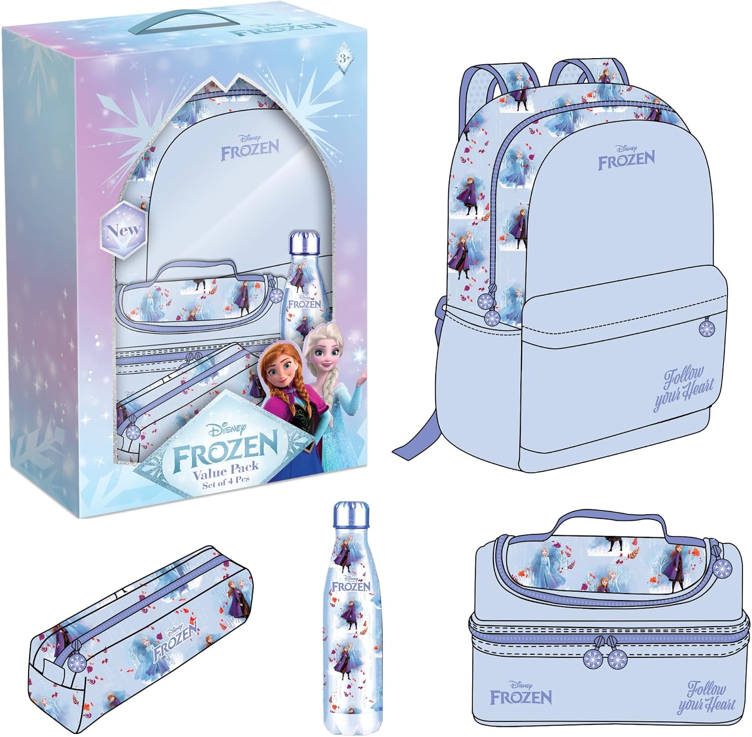 سعر ومواصفات Kid Land Unisex Frozen 4 PCS BackPack Set Kids Backpack (pack of 4) (B0HFNMG5RT) على Amazon EG