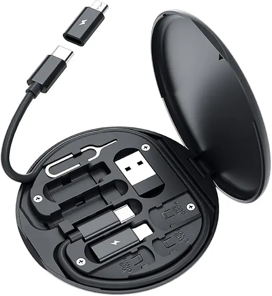 سعر ومواصفات مجموعة كيبل محول USB C او تي جي، محول كيبل شحن متعدد USB C الى جهاز iOS، محول سي مايكرو يو اس بي ايه، نقل البيانات يحتوي على فتحة بطاقة السفر، U كحامل جوال - اسود (B0H18WTH9M) على Amazon EG