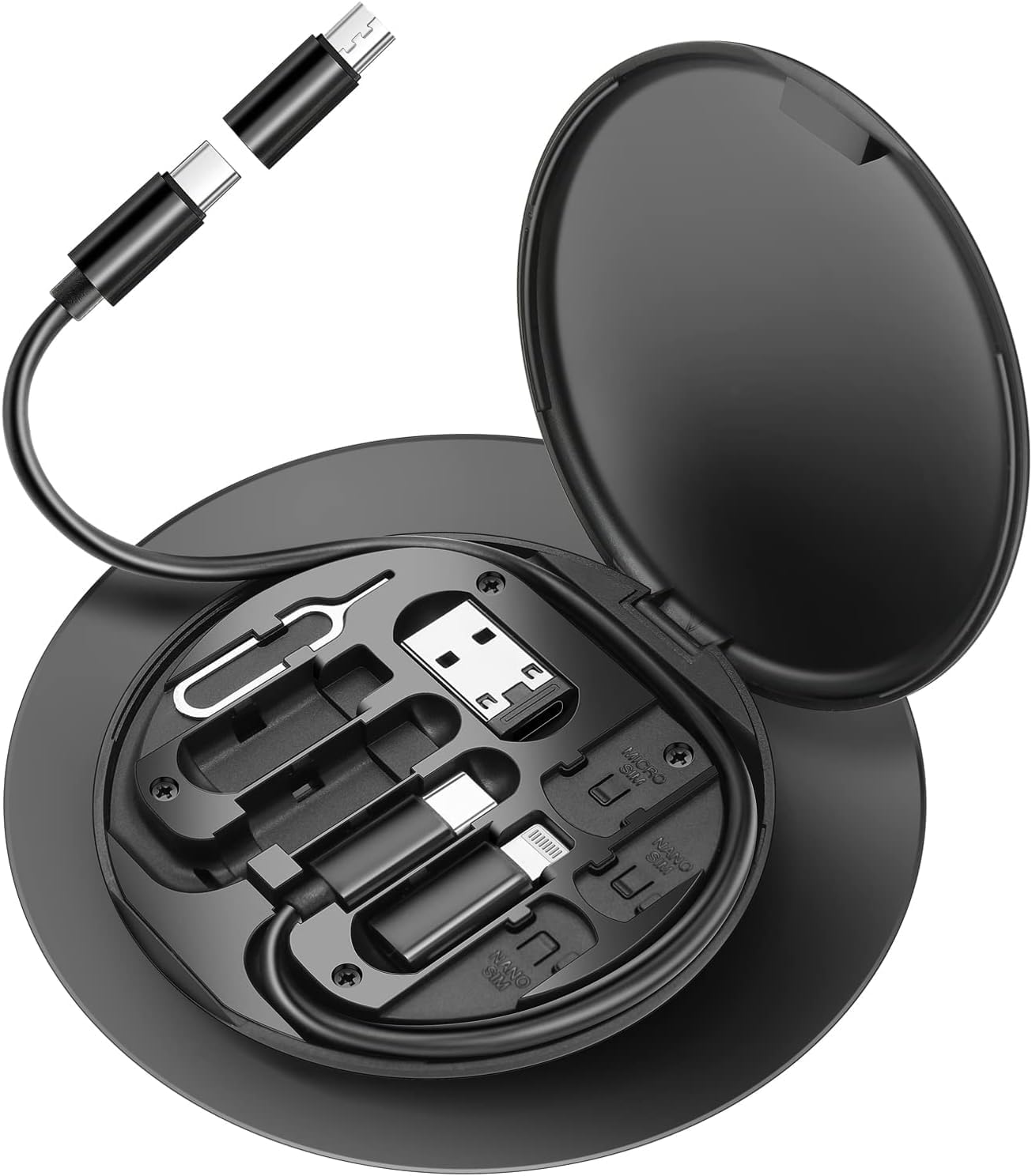 سعر ومواصفات مجموعة محول USB نوع سي إلى لايتنينج، كابل شحن متعدد USB نوع سي إلى نوع سي/جهاز iOS/محول مايكرو يحتوي على بطاقة تخزين وحامل موبايل ودبوس إخراج الشريحة (اسود) (B0GZJBRLRC) على Amazon EG