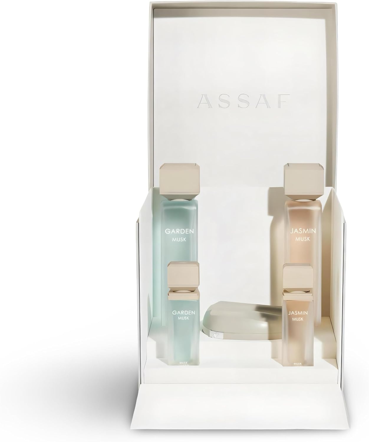 سعر ومواصفات مجموعة مسك مسك جديدة 2X من اساف - عطر مسك 125 مل + 2 صغير 25 مل + 1 مسحوق | جاردن + مجموعة جاسمين مسك عساف | عطرين 125 مل - عن 25 مل للشنطة + ودبار | قاردن (B0FJ2KX27V) على Amazon EG