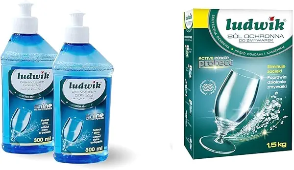 سعر ومواصفات مجموعة ملح واقي لغسالة الأطباق - 1.5 كجم + مساعد شطف لغسالة الأطباق من لودفيك - 300 مل (عبوة من قطعتين) (B0CJG5LKNP) على Amazon EG