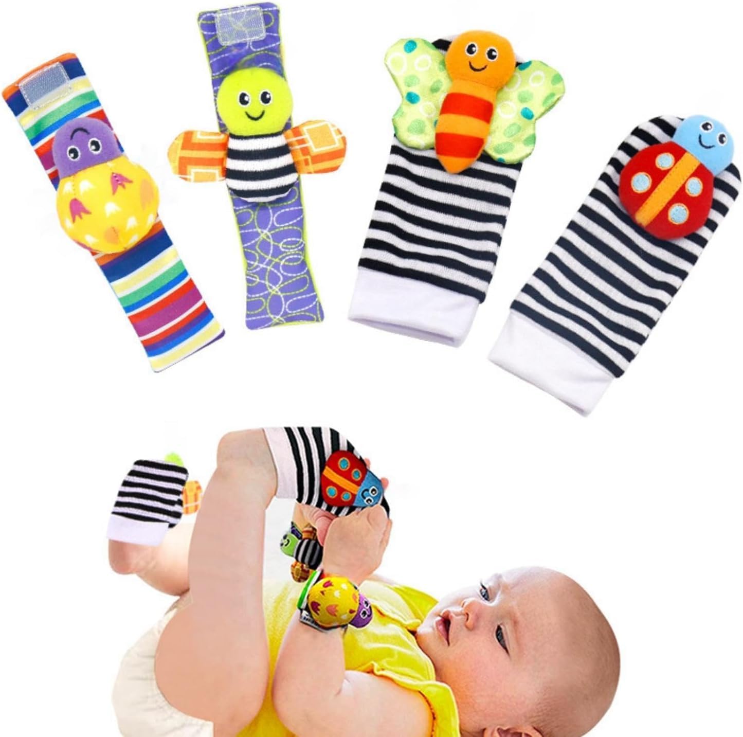 سعر ومواصفات مجموعة من 4 قطع من جوارب خشخيشة الأطفال من TOYS-EGYPT ، مجموعة خشخيشات معصم للأطفال، خشخيشات تعليمية لتزيين المعصم للأطفال، مجموعة حسية للأطفال متعددة الالوان (B0H1N8WL2H) على Amazon EG