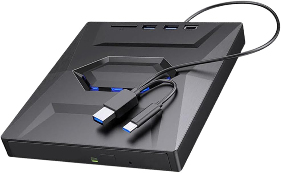 سعر ومواصفات محرك أقراص ضوئي خارجي USB 3.0 نوع C، محرك أقراص CD وVCD وDVC مع منافذ SD/TF، ناسخ RW سريع للاب توب ونوت بوك والكمبيوتر (B0BJ8DF7SH) على Amazon EG