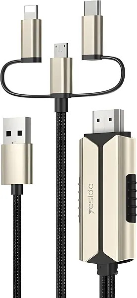 سعر ومواصفات محول HM14 من Next Store: كابل 3 في 1 بطول مترين – USB-C / Micro USB / Lightneng إلى HDMI بدقة 4K، اتصال شامل ومستقر بالأجهزة المتعددة (B0FBGYDL2H) على Amazon EG
