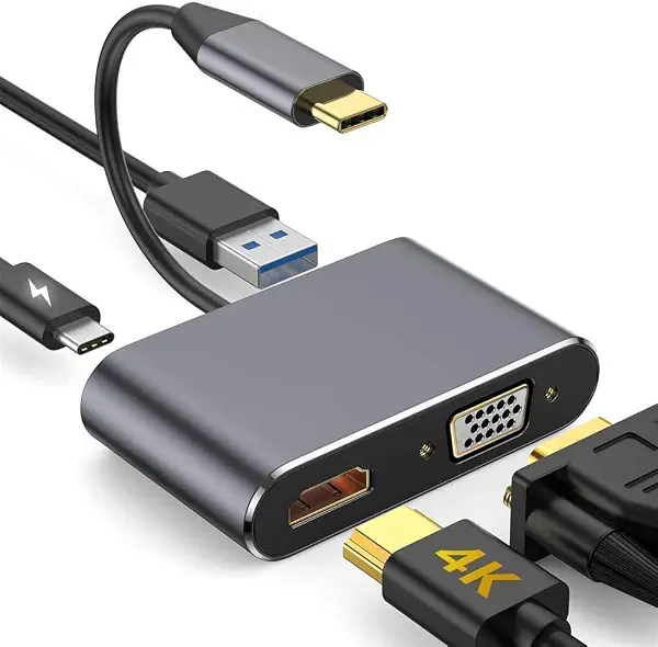 سعر ومواصفات محول USB C الى HDMI 4 في 1 من اتداراز، موزع USB C مع HDMI 4K، VGA، محول نوع C وUSB 3.0، محول منفذ كيبل شحن متوافق مع اندرويد واللابتوب وماك والكمبيوتر وغيرها (B0FLY5WG1F) على Amazon EG