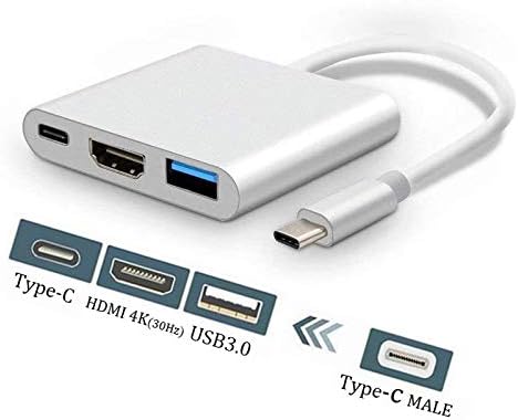 سعر ومواصفات محول USB C إلى HDMI من وايزفيل، محول USB نوع C إلى HDMI 4K + USB 3.0 + منفذ شحن USB-C موزع 3 في 1، محول AV رقمي USB-C متعدد المنافذ لماك بوك برو/اي باد برو/آيفون 15/16 والتلفزيون والشاشة والمزيد (B08CT894Z6) على Amazon EG