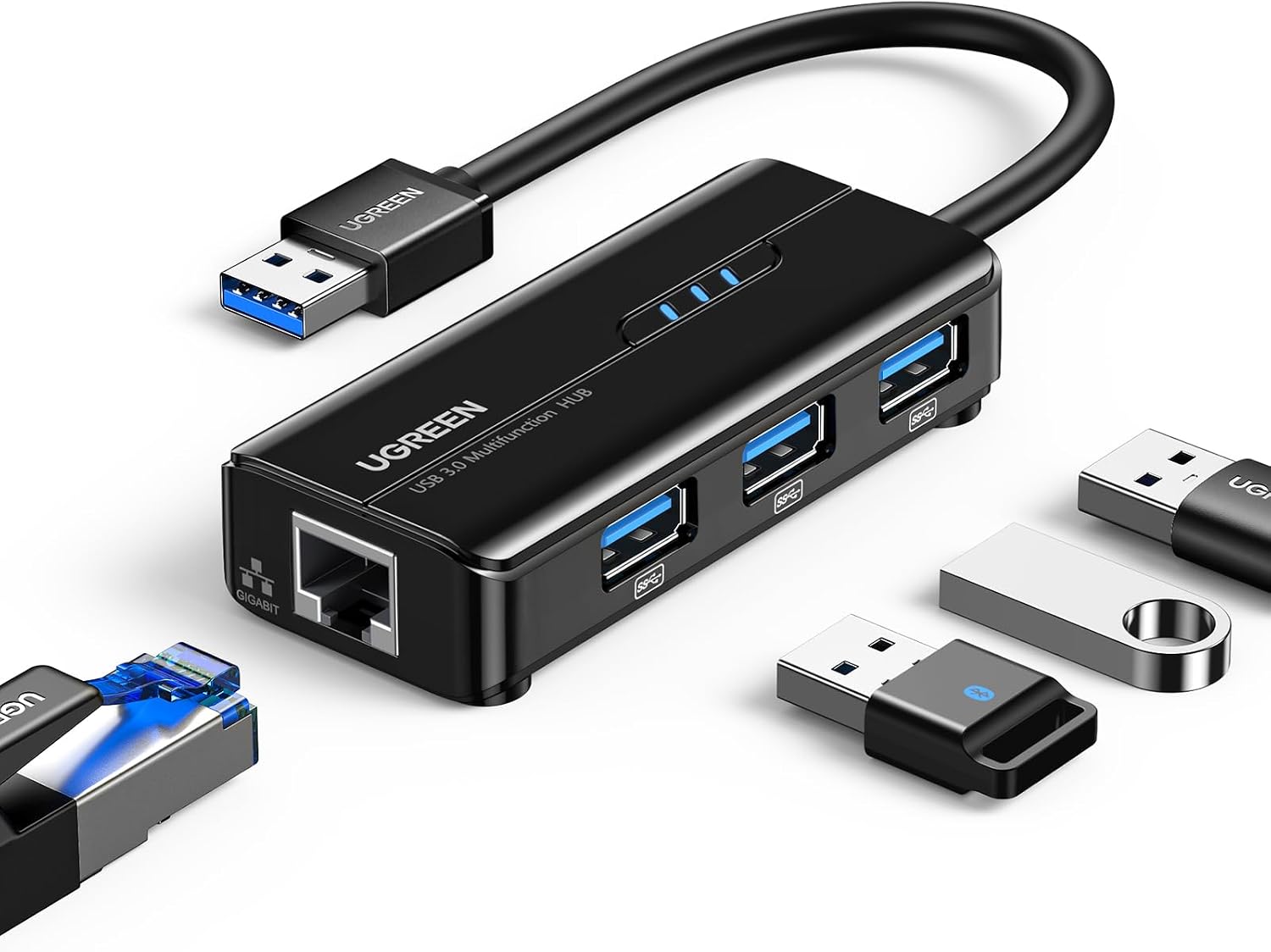 سعر ومواصفات محول USB 3.0 ايثرنت 10100 1000 شبكة جيجابت مع 3 منافذ 3.0 متوافق نينتندو سويتش وويندوز سيرفس برو وماك بوك اير وريتينا وايماك وكرومبوك بي سي من يوجرين أسود (B00LLUEJFU) على Amazon EG