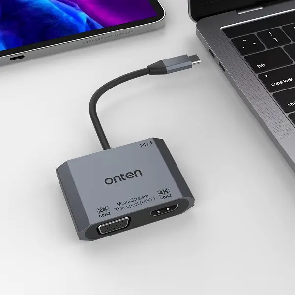 سعر ومواصفات محول USB نوع سي الى HDMI وفي جي ايه من اونتن، محول في جي ايه و4K HDMI بدقة 1080P، محول ثاندربولت 3 USB نوع سي الى منافذ شاشة مزدوجة متوافق مع ثندربول 3/4، ماك بوك برو/اير، سيرفس برو، الخ (B0C9GM653Y) على Amazon EG