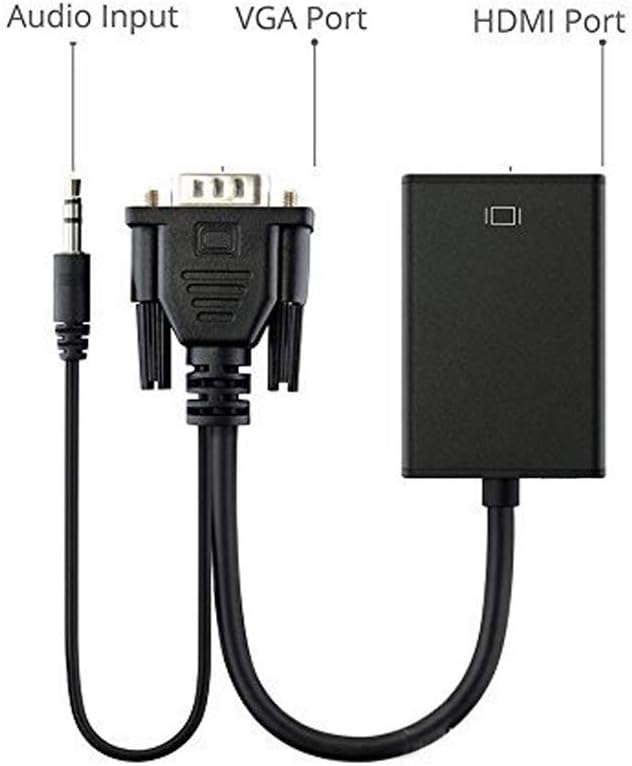 سعر ومواصفات محوّل VGa الى HDMI بكابل مساعد من كيندكس، موديل 1740، اسود، لاجهزة التلفاز (B096L6HP5Z) على Amazon EG