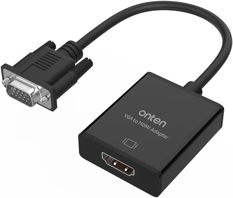 سعر ومواصفات محول VGA الى منفذ HDMI 1080 بيكسل ذكر انثى للكمبيوتر المكتبي والشخصي واللاب توب والشاشة وجهاز العرض والتلفزيون عالي الدقة مع كابل صوت وكابل USB من اونتين بلون اسود عدد المنافذ: 2 (B07BKYBKGP) على Amazon EG