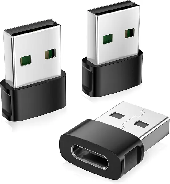سعر ومواصفات محول سيارة لآيفون اير 17، محول USB نوع A ذكر إلى USB نوع C أنثي من خليط معدني من الزنك لآبل 16e/15/14 برو ماكس بلس/اي ووتش11/ايربودز 4/برو 3/ايباد ميني 7/سامسونج جالكسي S25/A55 من بيس سيلور، 3 قطع (B07RTWF5DK) على Amazon EG