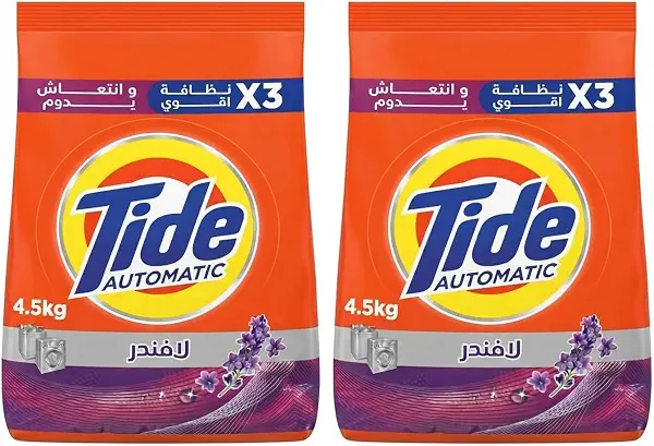 سعر ومواصفات مسحوق غسيل للغسالات الاوتوماتيك برائحة اللافندر من تايد - وزن 4.5 كيلوجرام (عبوة من قطعتين) (B0FKKQVBMP) على Amazon EG