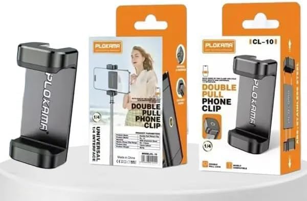 سعر ومواصفات مشبك حامل هاتف CL-10 مع فتحة برغي 1/4 بوصة من Next store نظام سحب مزدوج للتثبيت القوي لـ عصا السيلفي والترايبود و لـ هواتف iPhone و Samsung للتصوير (B0GPKJ1TGY) على Amazon EG
