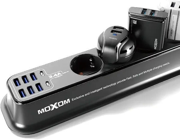 سعر ومواصفات مشترك طاقة MX-ST05 متعدد الوظائف 12 في 1 بي دي حيث يوفر 4 مقابس و6 منافذ USB ونوعين سي ومفتاح تحكم رئيسي لأجهزة متعددة بقدرة 2500 واط من موكسوم - لون أسود (B0CXXTQHJ6) على Amazon EG