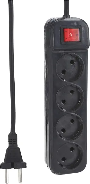 سعر ومواصفات مشترك كهرباء 4 فيش- كابل 5 متر، لون أسود (B09233CNLX) على Amazon EG