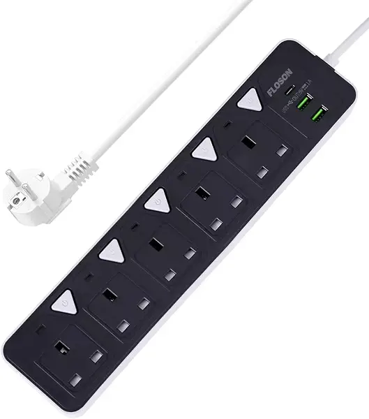 سعر ومواصفات مشترك كهرباء متعدد المقابس مع منافذ USB وUSB نوع سي 5 مقابس كهربائية و2 منفذ USB مزود بحماية من الحمل الزائد وقفل أمان للأطفال (B0DS1BRCRF) على Amazon EG
