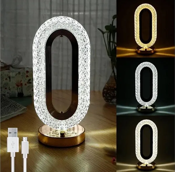 سعر ومواصفات مصباح طاولة كريستال دايموند LED، 3 درجات حرارة للالوان، تحكم باللمس، منفذ USB، مصباح LED اكريليك رومانسي مبتكر لغرفة النوم وغرفة المعيشة وغرفة الاطفال والمكتب، أصفر دافئ (B0DNGN88S1) على Amazon EG