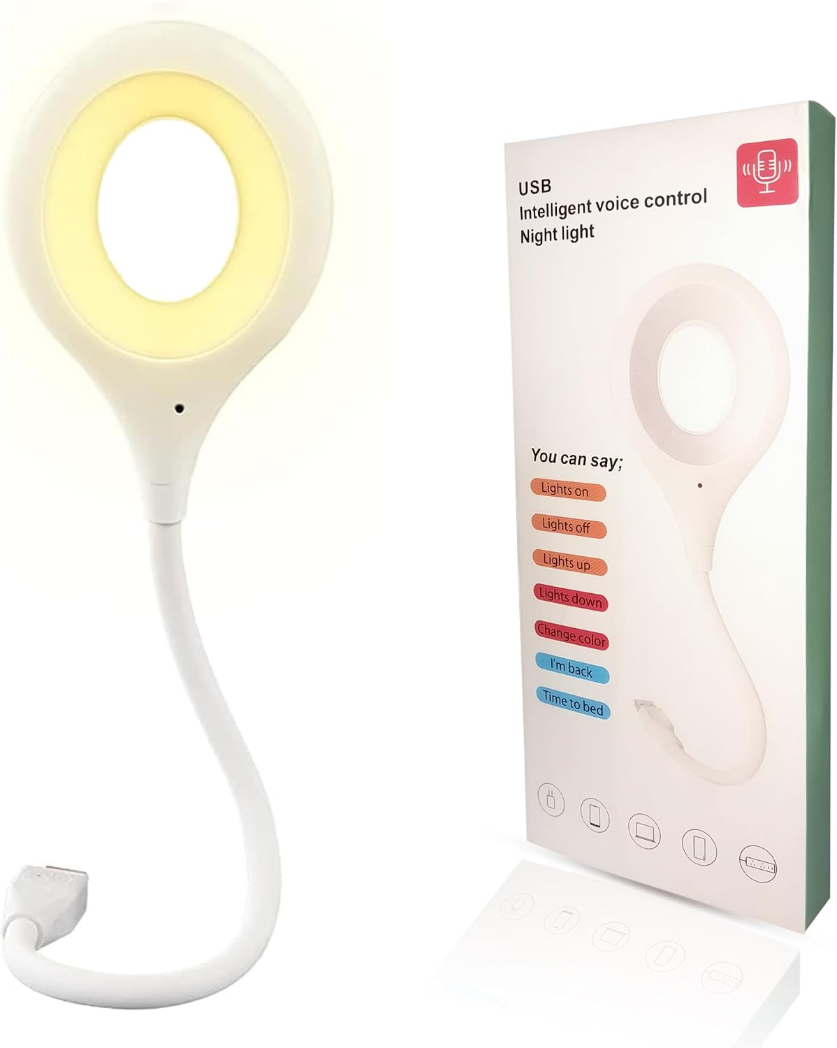 سعر ومواصفات مصباح مكتب LED ذكي للتحكم الصوتي بمنفذ USB - مصباح LED مع ذراع قابل للتعديل 360 درجة - 3 اوضاع اضاءة مع 3 مستويات سطوع لا نهائية من هانسو (B0CNNB11P9) على Amazon EG