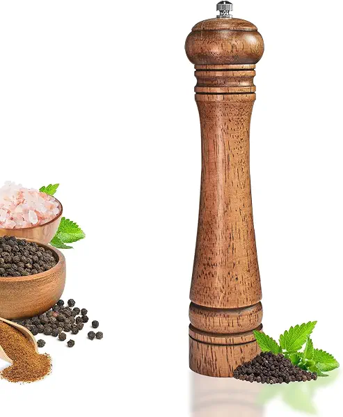 سعر ومواصفات مطحنة فلفل خشب بطول 25 سم أو مطحنة ملح أنيقة مع قرص دوار سيراميك قابل للتعديل وإعادة الملء بسهولة - مطحنة ملح من خشب البلوط لمطبخك، 1 قطعة (B0DWM7FMRY) على Amazon EG