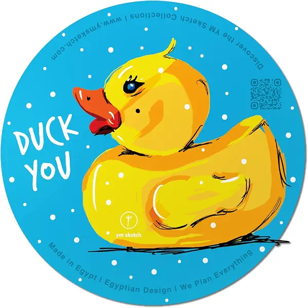 سعر ومواصفات ملصق دائري كبير | طباعة Duck you | ملصق فينيل 10 سم للاب توب والسيارة والثلاجة والمكتب | تصميم جمالي بسيط ومتين ولا يترك بقايا | هدية فريدة للبالغين والفنانين والحياة المكتبية من واي ام سكتش (B0F35P6TVY) على Amazon EG