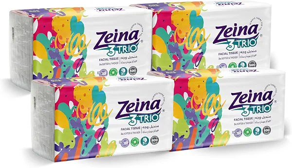 سعر ومواصفات مناديل ثلاثية الطبقات، عبوة من 4 أكياس × 500 منديل من زينة (B0CKXXKHN5) على Amazon EG
