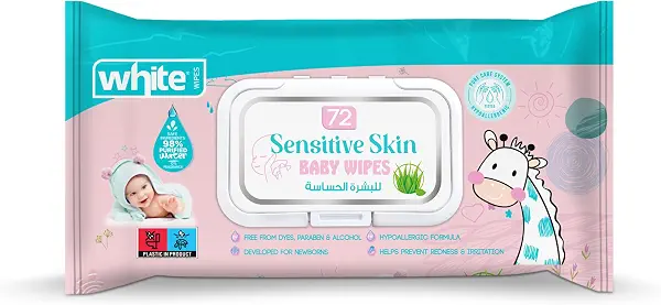 سعر ومواصفات مناديل مبللة للأطفال مكونة من 72 منديل وايت [للبشرة الحساسة] (B0D4ZC72H8) على Amazon EG