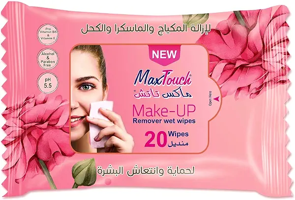 سعر ومواصفات مناديل مبللة للعناية بالبشرة ومزيلة للمكياج 20 منديل / باكو، من ماكس تاتش (B08WJMWHJL) على Amazon EG