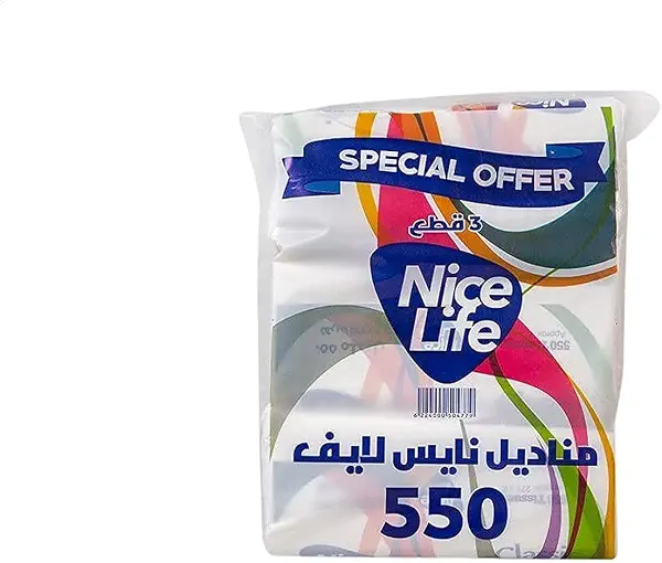 سعر ومواصفات مناديل ناعمة من نايس لايف، 550 منديل - 3 قطع (B097DN66GL) على Amazon EG