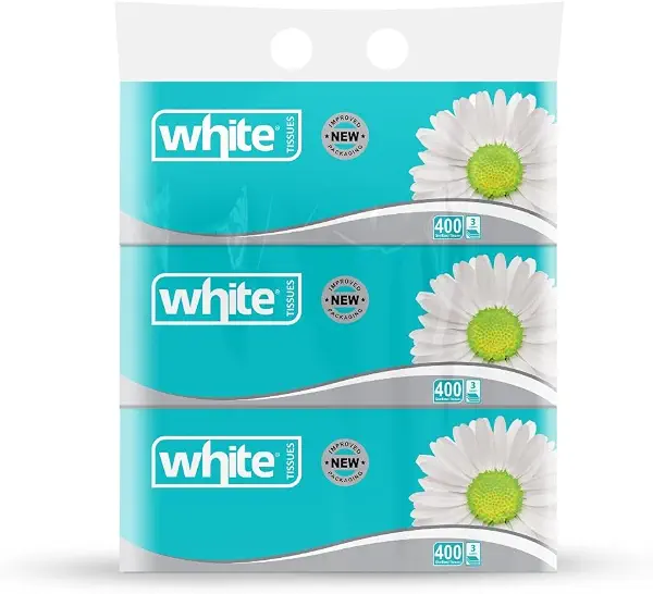سعر ومواصفات مناديل وجه بيضاء، مجموعة من 3 - 400 منديل (B07P8J988S) على Amazon EG