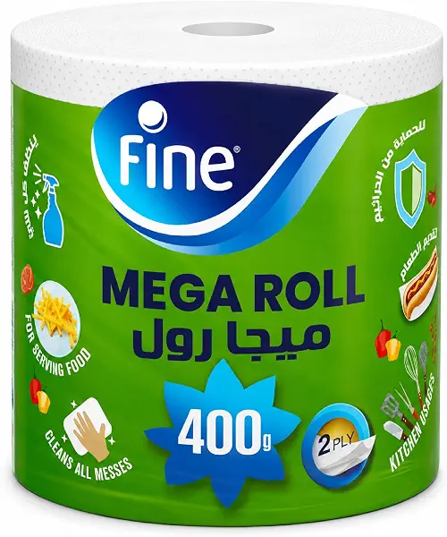 سعر ومواصفات مناديل ورقية متعددة الاستخدام ميجا رول من فاين بطبقتين، 375 ورقة (B09ZSRPRQ1) على Amazon EG
