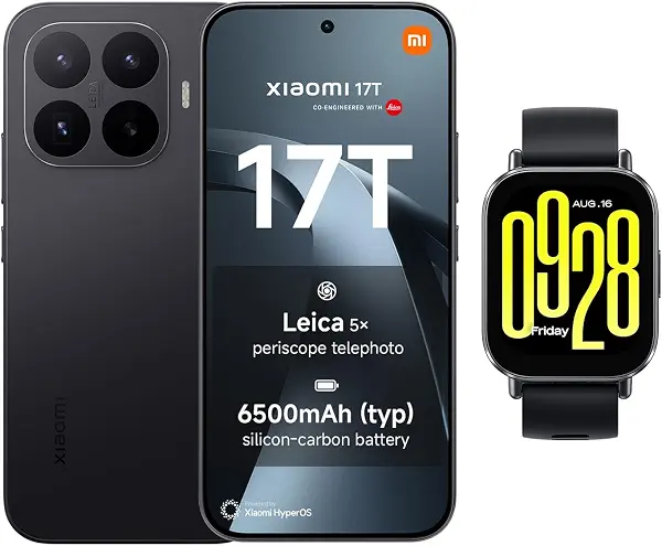 سعر ومواصفات موبايل 17T ذكي شبكة الجيل الخامس 5G (سعة 512GB ورام 12GB) كاميرا لايكا بطارية سعة 6500mAh وشاشة أموليد 6.59 بوصة تردد 120 هرتز وشحن فائق السرعة 67 واط مع ساعة ريدمي ووتش 5 اكتيف مجانية من شاومي، أسود (B0GZ8K1SKY) على Amazon EG