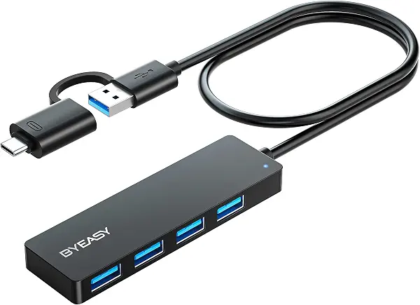 سعر ومواصفات موزع USB سي الى USB 3.0 مع 4 منافذ وكابل تمديد بطول 2 قدم من بي واي ايزي، مقسم USB محمول رفيع للغاية لماك بوك وماك برو/ميني واي ماك وPs4 وسيرفس برو وXPS والكمبيوتر والفلاش ميموري وسامسونج وغيرها (B07TVH9NHP) على Amazon EG