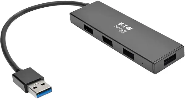 سعر ومواصفات موزع USB 3.0 فائق السرعة محمول رفيع بـ 4 منافذ مع كابل مدمج من تريب لايت موديل (U360-004-SLIM) (B01N2L4WSM) على Amazon EG