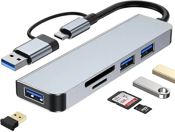 سعر ومواصفات موزع USB C من وي فلاي، محول USB C 5 في 1 مع 3 منافذ USB وقارئ بطاقات SD microSD، قاعدة شحن USB متوافقة مع ماك بوك وسامسونج جالكسي واللابتوب والجوالات والتابلت (B0F91KZ7G9) على Amazon EG